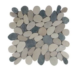 Natuursteen mozaïek kiezel vlak rond mix zwart & bruin 30x30cm