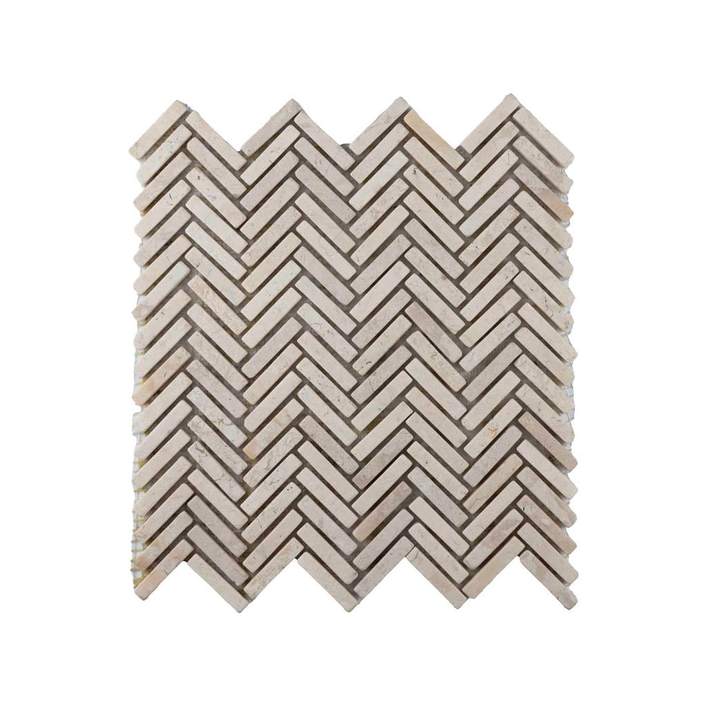 Mozaïek tegel visgraat 1 x 4.8 crème 30x30